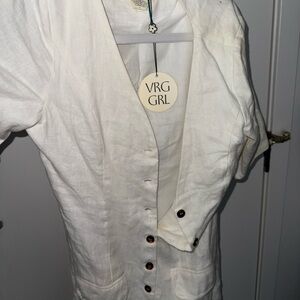 VRG Girl White Linen Dress